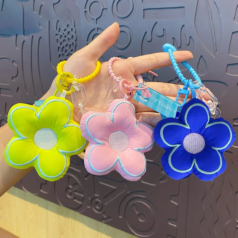1PC Fashion Stuffed Keychain Pendant Bag Charm Flower Accessories Handbag Ornaments Cute Lanyard Car Key Chain 260311