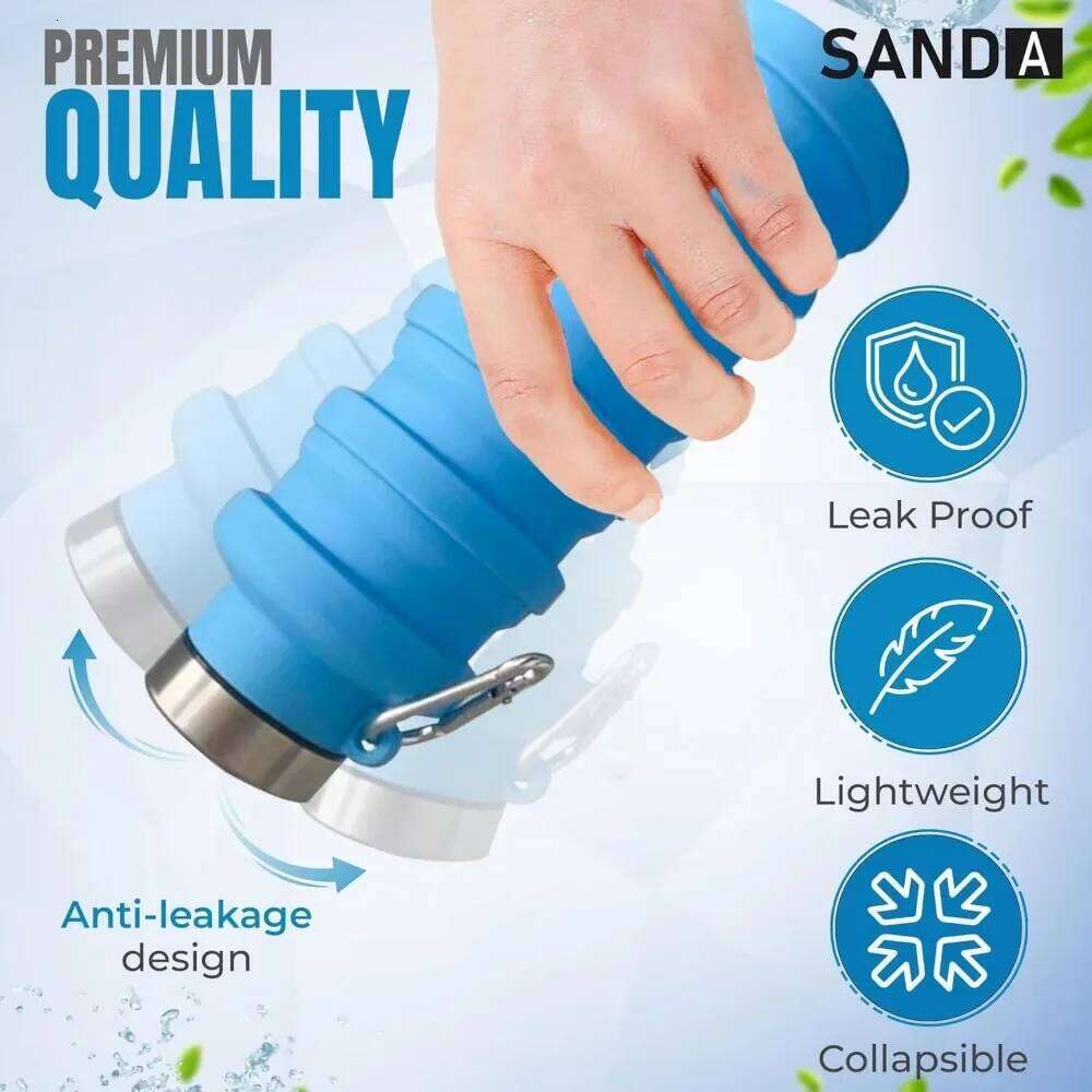 1pc Collapsible Water Bottle, Silicone Foldable Bottles, Reusable BPA Free Portable Hiking Cup for Outdoor Mountaineering Tours Z260313