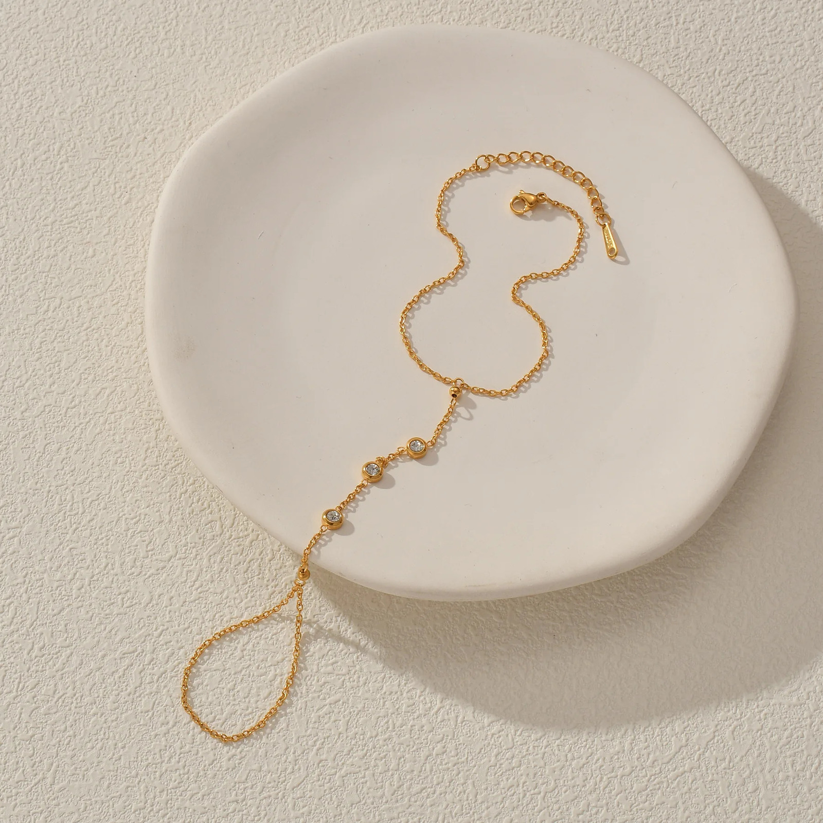 Atoz Gold Color Simple Zircon Ring Bracelets for Women Stainless Steel Tend Shiny Bracelet Birthday Jewelry Gift Accessories 260313