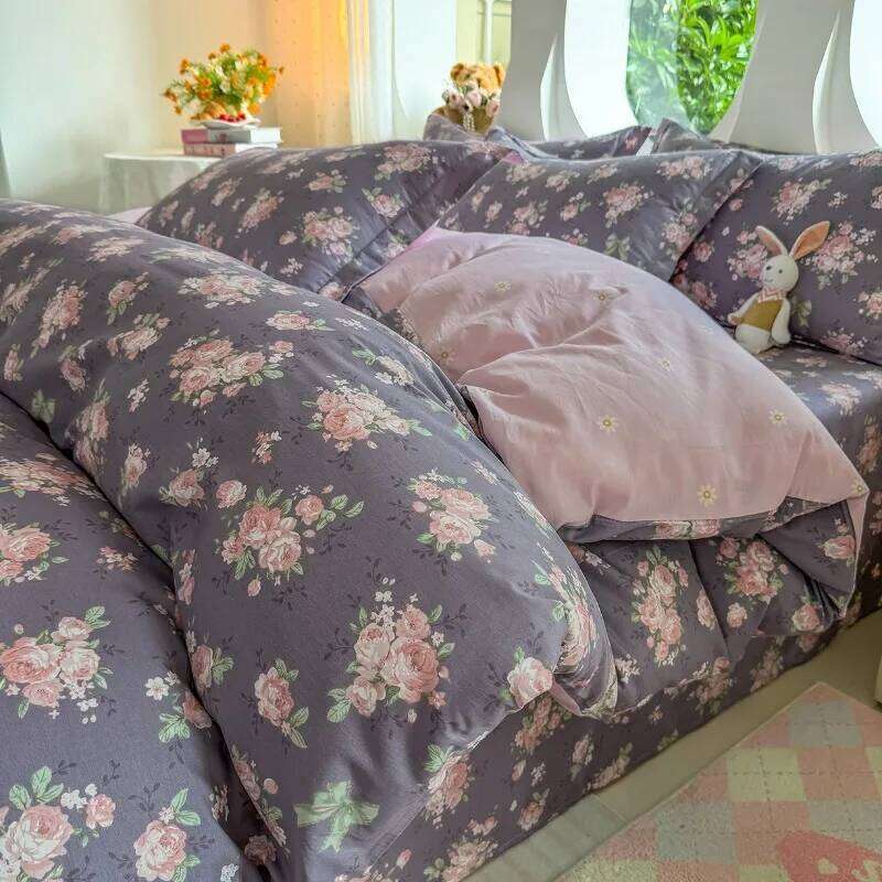 2025 new small fresh pastoral cotton printing series bed sheet family student dormitory four-piece set H260312 - view 3