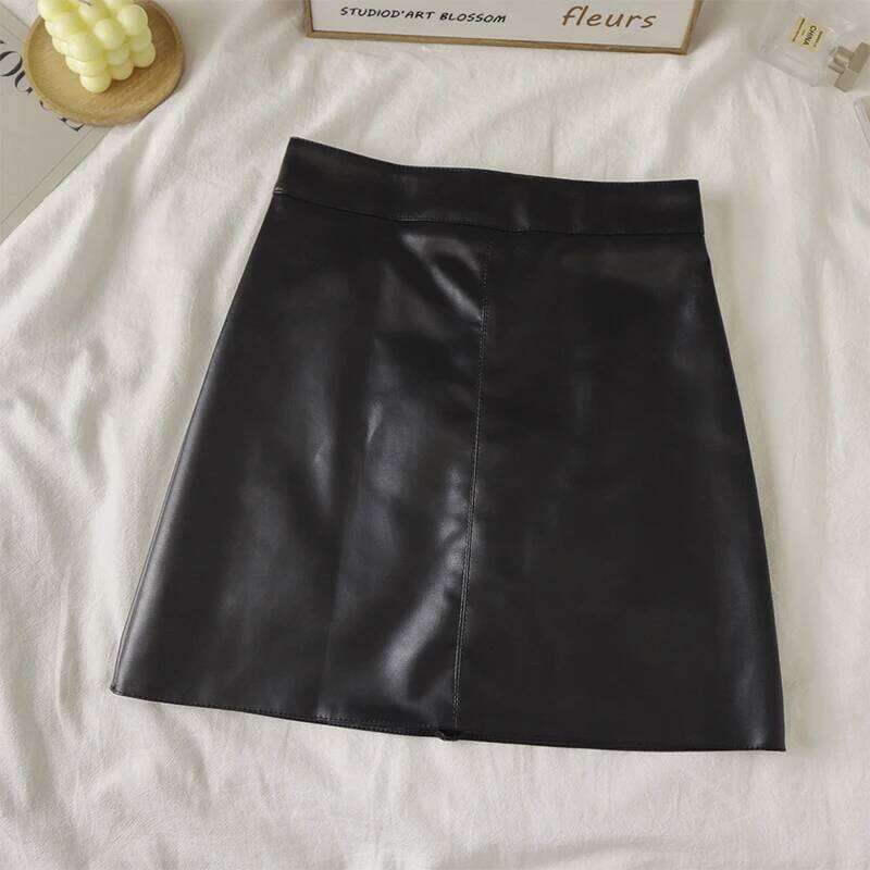 Faux Leather Mini for Women High Rise A-line PU Short Skirt with Built-in Shorts Black Brown Autumn Winter Trend Outfit Z260314