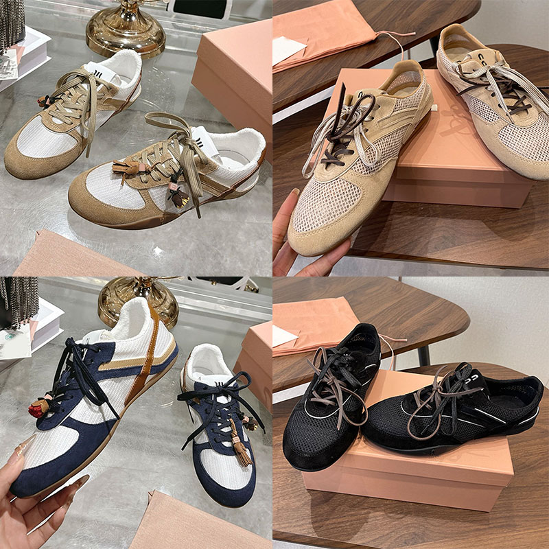 Luxury Brand Gymnasium Technical Fabric Suede Sneakers Spring Summer Women Sneakers retro color blocking soft comfortable leather Lining casual shoes