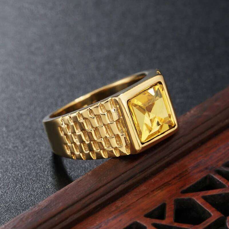Multi Color Stone Rings for Men Women Hip Hop Punk High Quality Stainless Steel Ring Charm Party Jewelry Gift Dropshipping H260312