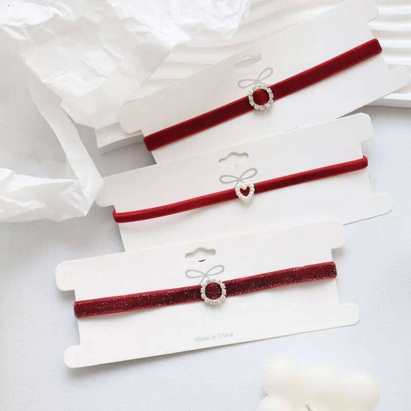 Red Sexy Velvet Heart & Round Choker for Womoen Neck Clavicle Necklace Lady Jewelry Accessories Girl Gift Lace Gothic H260312