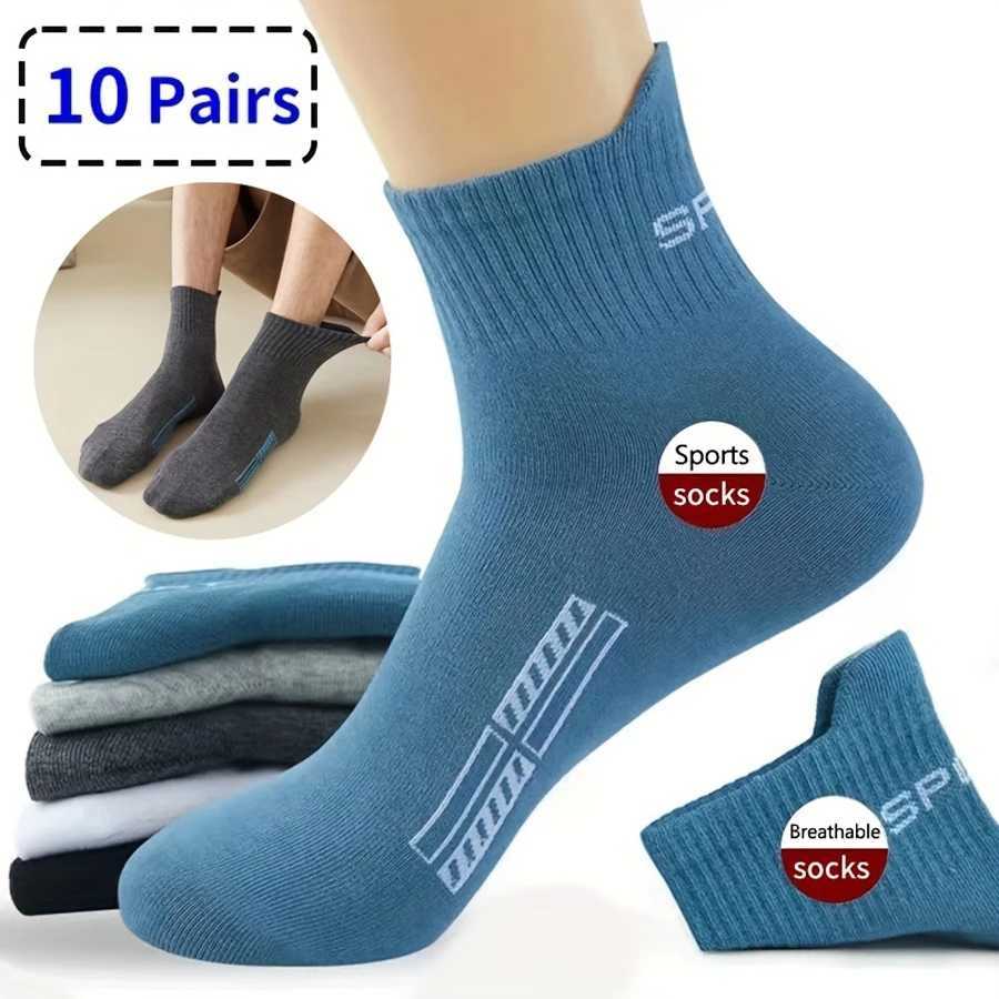 10/1 Pairs High Quality Mens Socks Casual Breathable Cotton Man Run Sports Socks Four Seasons Male Sox Gifts Plus Size 38-45 D260313