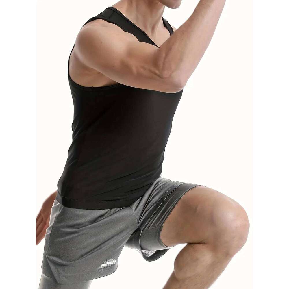 Men's Sauna Suit Shirt - Heat Trapping Sweat Compression Vest, Shapewear Top, Gym Exercise Versatile Shaper Waist 26Y0313