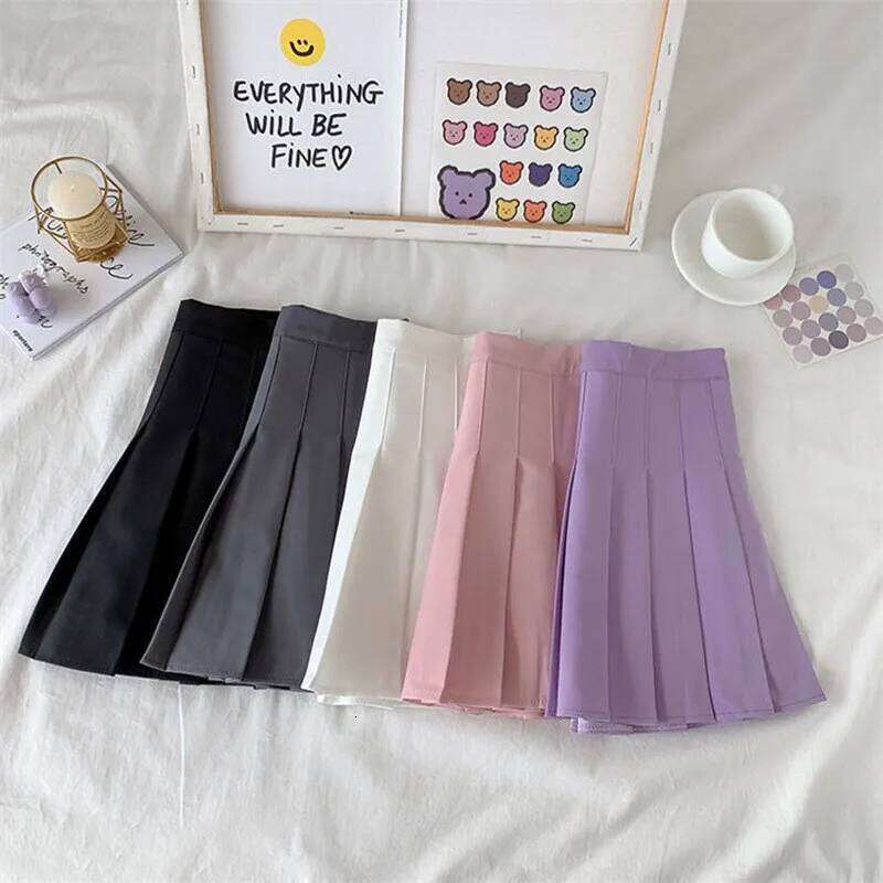 Solid Color A-line Women Summer Western Cloth Fabric High Waist Slim Half Autumn Winter Jk Short Skirt Sweet Style Z260314