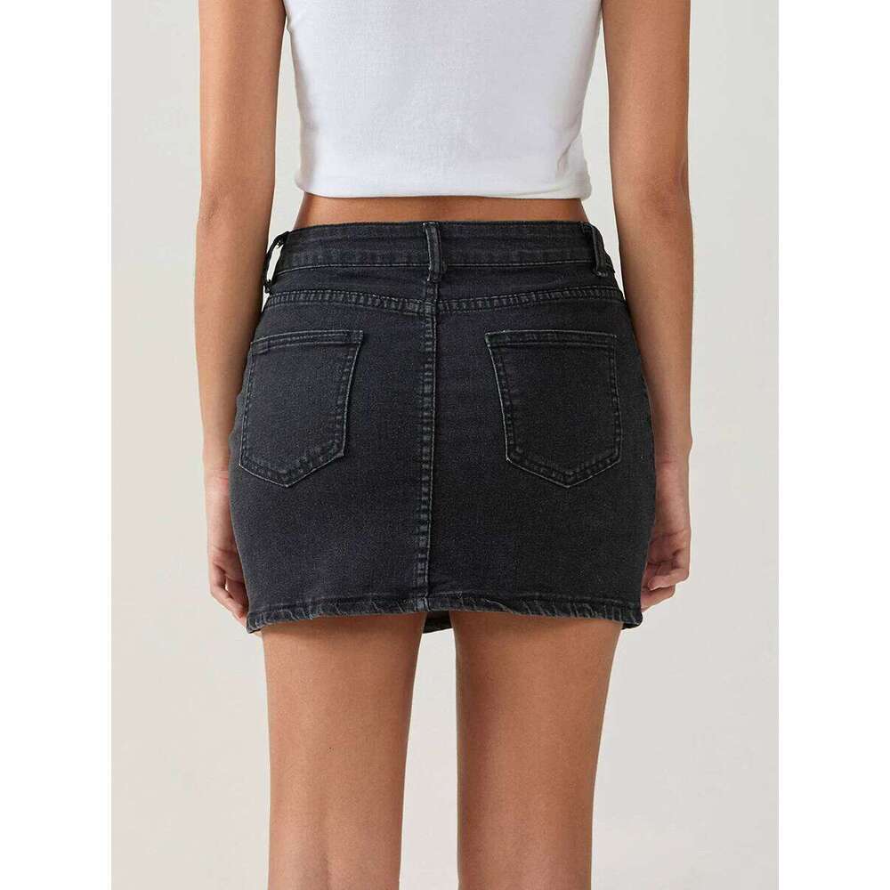 Denim For Women Solid Color Bodycon Jeans Summer Casual Mini Skirts Z260314