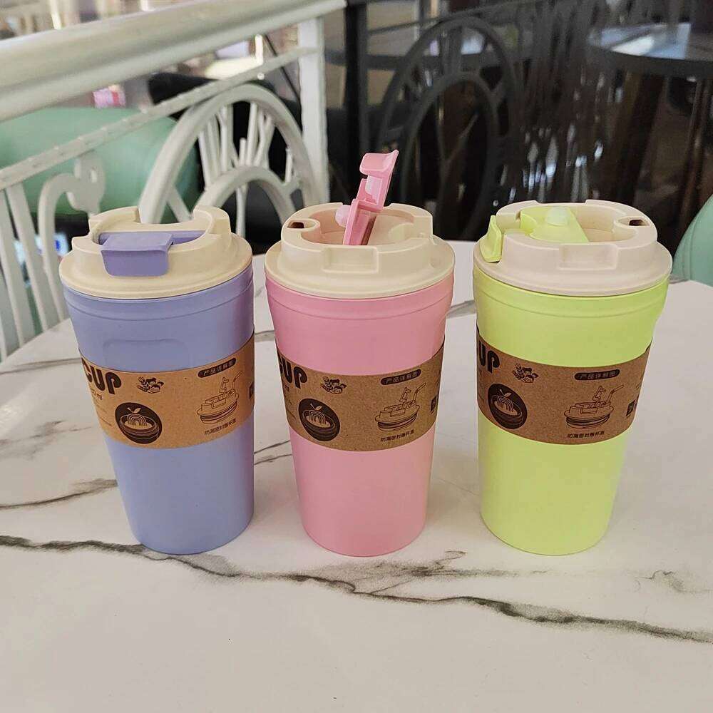 Travel Mug Eco-friendly Bamboo Fiber Coffee Cup Silicone Ring Lid Christmas Gift Mugs 420ml Z260314