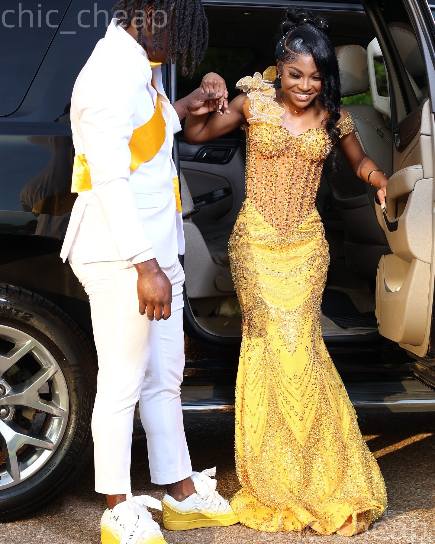 2K26 Yellow Prom Dress 2026 Mermaid Prom Dress One Shoulder Beaded Florals Sparkly Evening Dresses Birthday Party Formal Receiption Gowns Dresses ZJ08