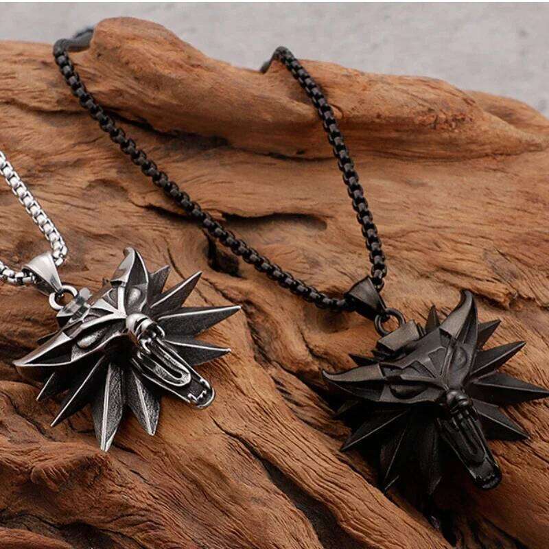 New Trendy Witcher Wolf Head Pendent Necklace for Men H260312