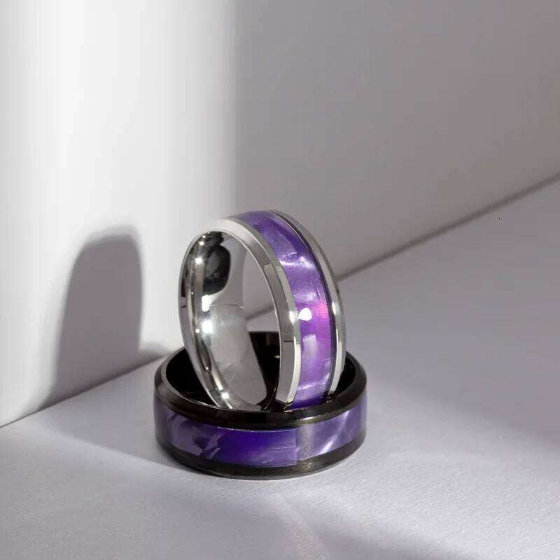 Hot Selling Classic Titanium Steel Black Elegant Purple Colorful Couple Ring For Women Men Jewelry Accessories Size 6-13 H260312