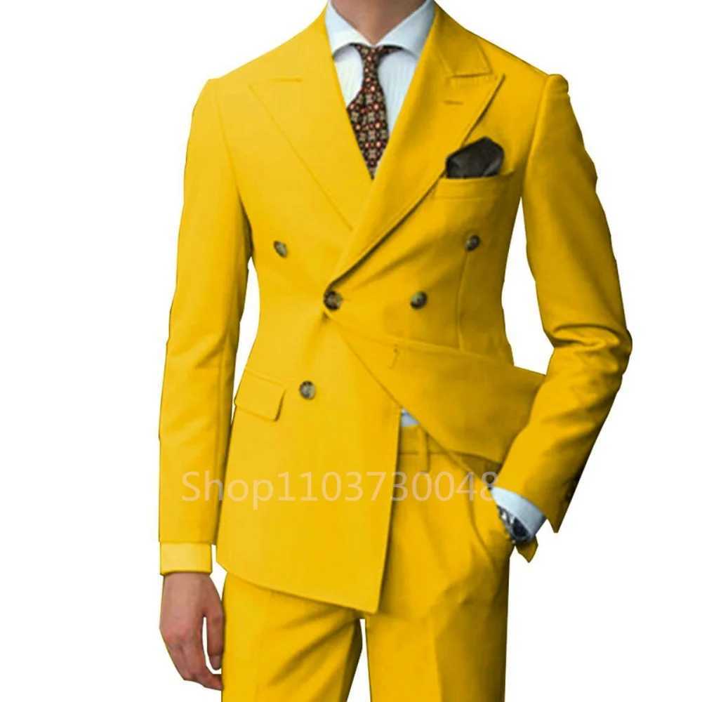 Fashion Style 2 Piece Wedding Men Suits Slim Fit Peak Lapel Blazer Pants Formal Business Party Groom Wear Tuxedos Costume Homme M260313