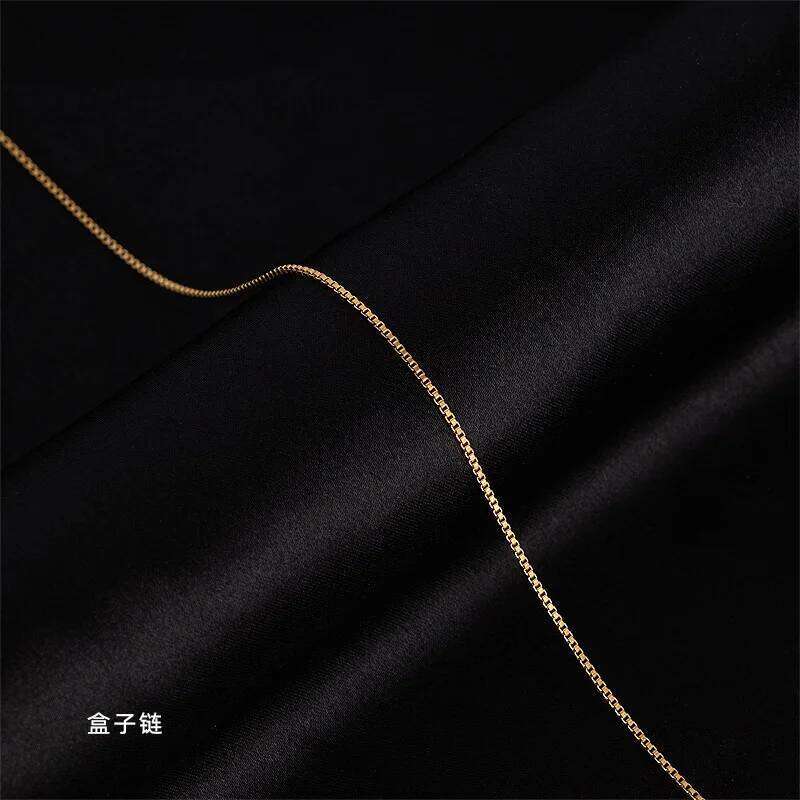 Snake Bone O Link Box Real 14k Gold Clavicle for Women 45cm Chain Necklace Simple Fine Jewelry Gifts H260312