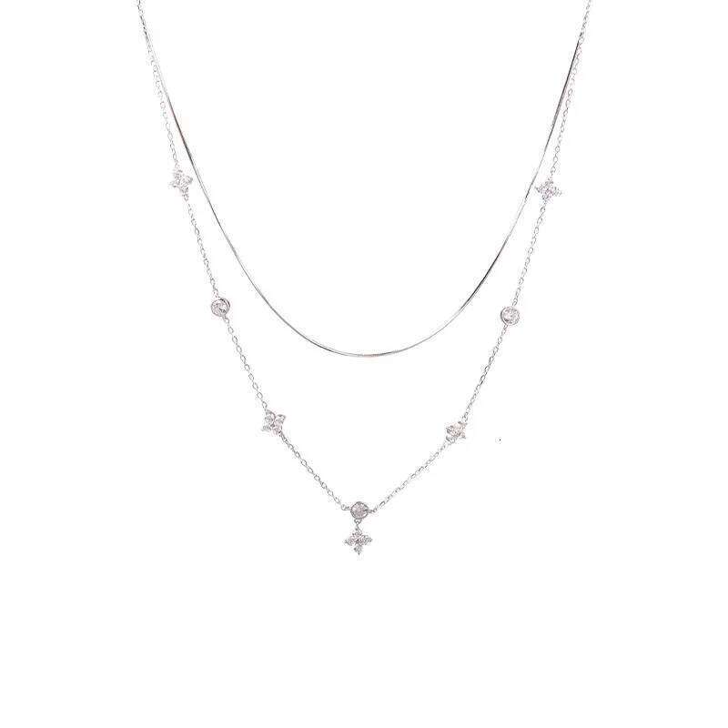 ANENJERY Double Layer Flower Necklace for Women Delicate Design Clavicle Chain Jewelry Wholesale H260312