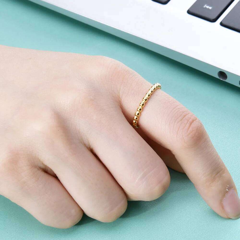 Thin Beads Water Ripple Ring For Women Fashion Stainless Steel Minimalist Jewelry Simple Beaded Party Wedding Gifts Accessories H260312