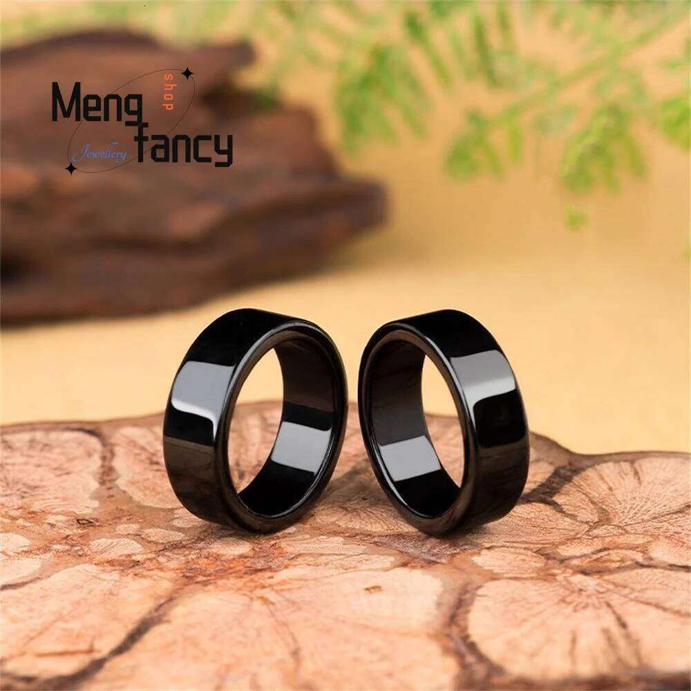 Genuine Natural A-goods Jadeite Ink Jade Couple Rings for Men and Women Exquisite Luxury Wedding Souvenir Fashion Charms Jewelry H260312