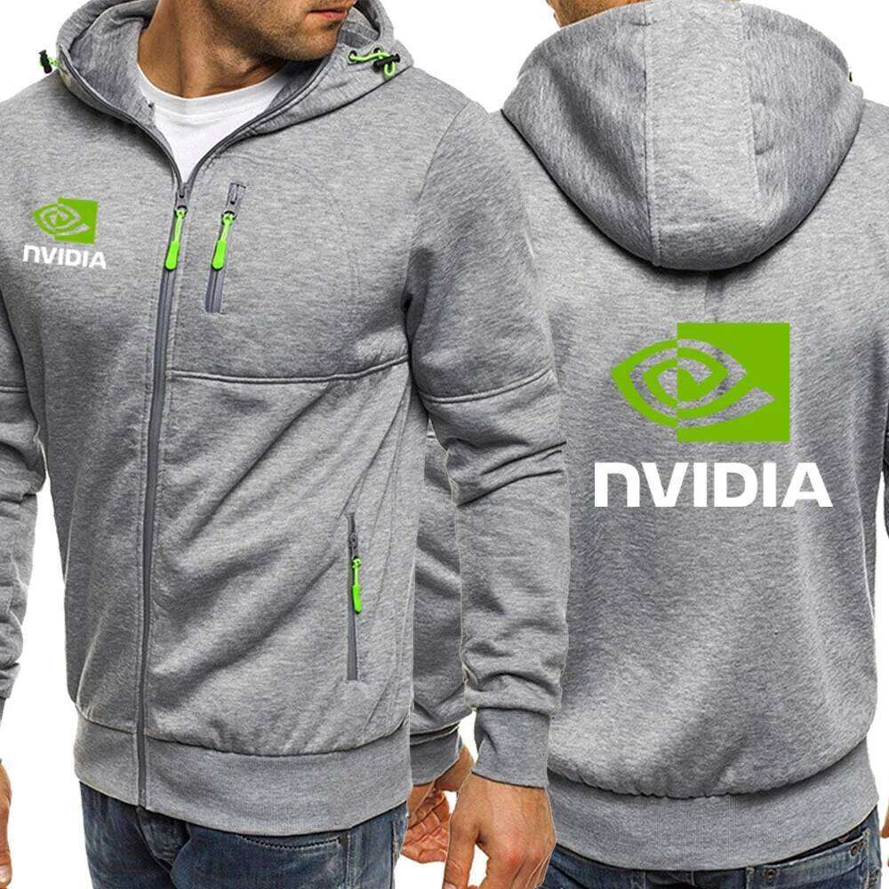 2025 Spring Autumn Men's NVIDIA Logo Print Personality Cardigan Zipper Cotton Drawstring Hoodies Popular Solid Color Sweatshirts Z260314
