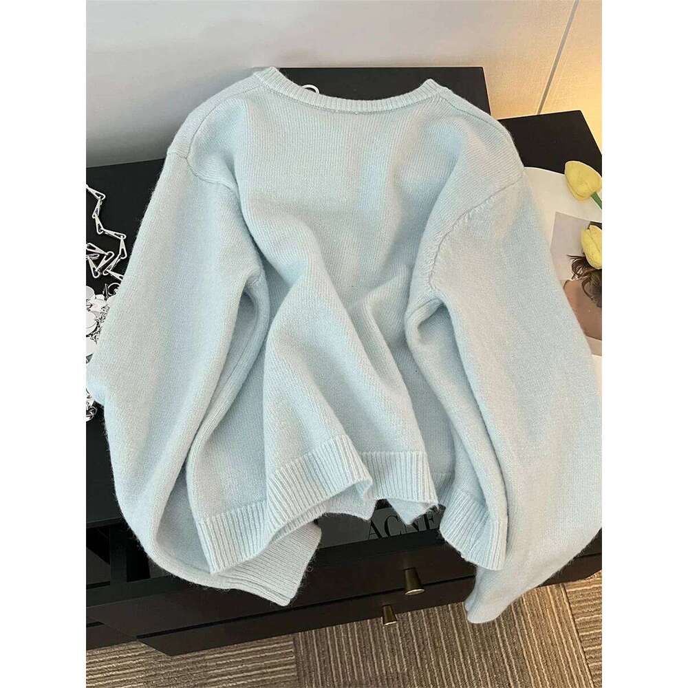 Sweet Knitted Cardigans Women Bow Design Gentle Casual Pearl Button Outwear Autumn Winter Japanese Style Aesthetic Soft Girls Z260313