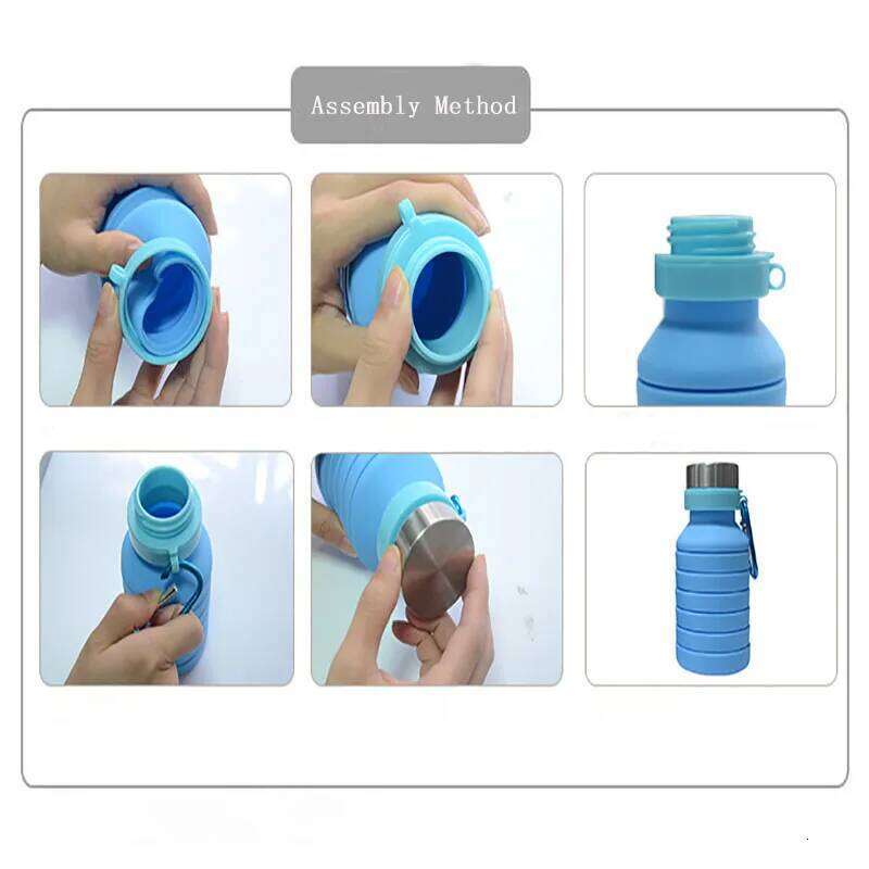 Food Grade Silicone Foldable Cup Outdoor Sports Travel Running Fitness Portable Water BottleCup with Mountaineering Buckle Z260313