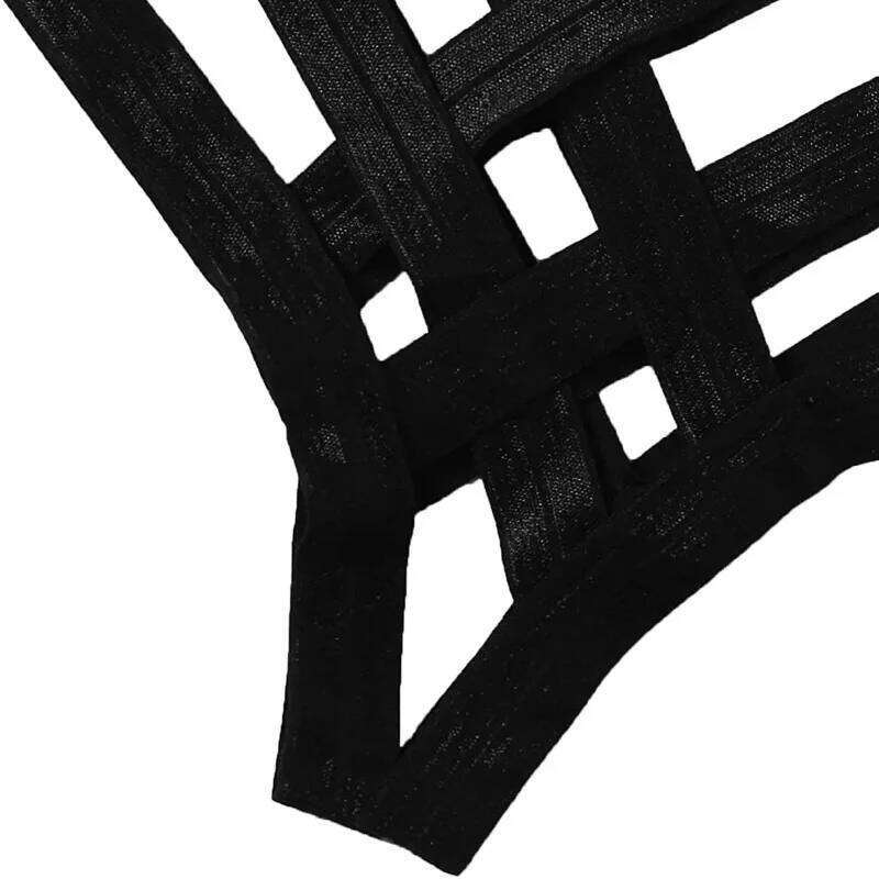 Bondage Harness Lingerie Set Womens Elastic Hollow Out Sets Black Cupless Cage Bra Thong Sexy Intimates Exotic Underwear