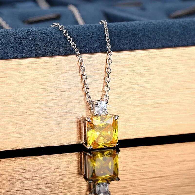 2025 New yellow zircon inlaid sparkling necklace for women with fashionable temperament, elegant personality, and accessories H260312