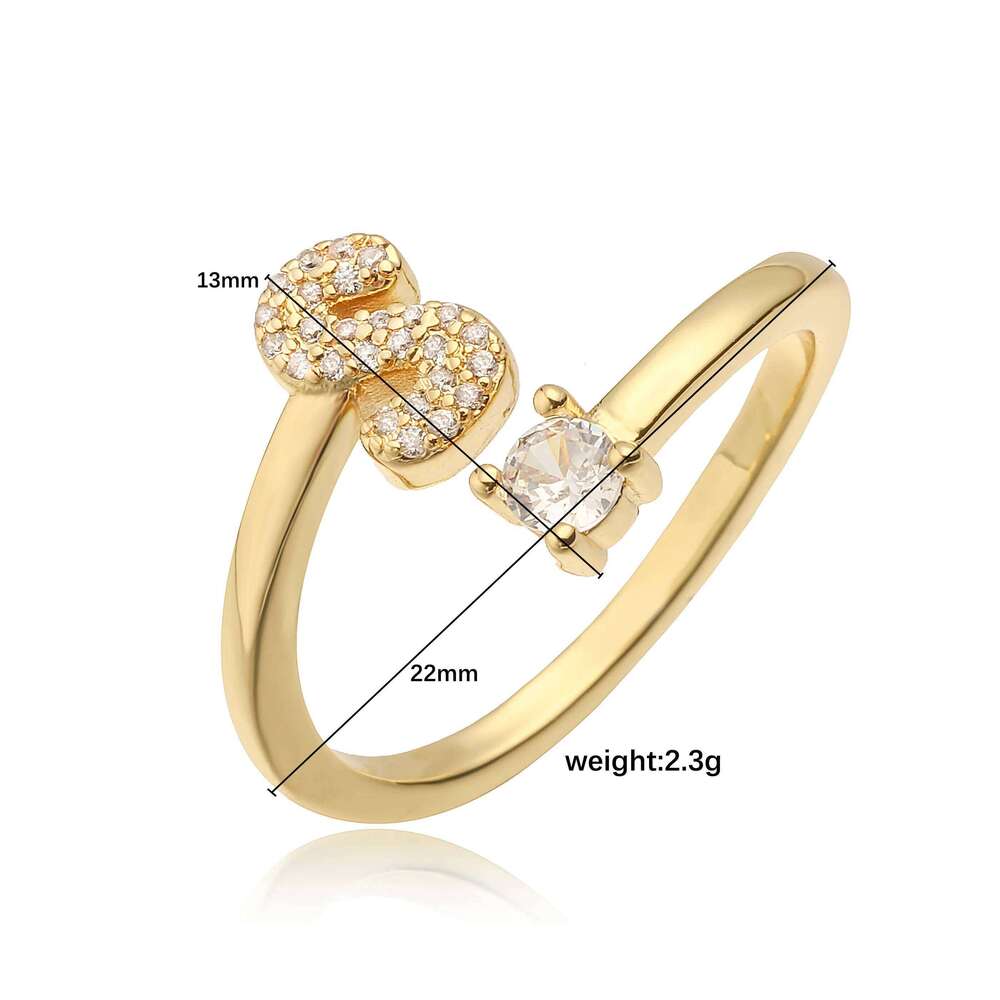 HECHENG Simple Opening Adjustable Neutral Ring Women's Couple Initial A-Z Capital Letter Jewelry 1 piece H260312