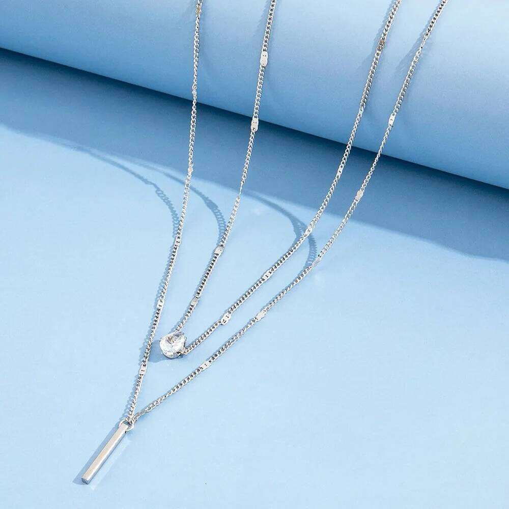 FTCY Double Layered Water Drop Pendant Necklace for Women Gold Color Simple Neck Chain Female Vintage Jewelry Gifts H260312
