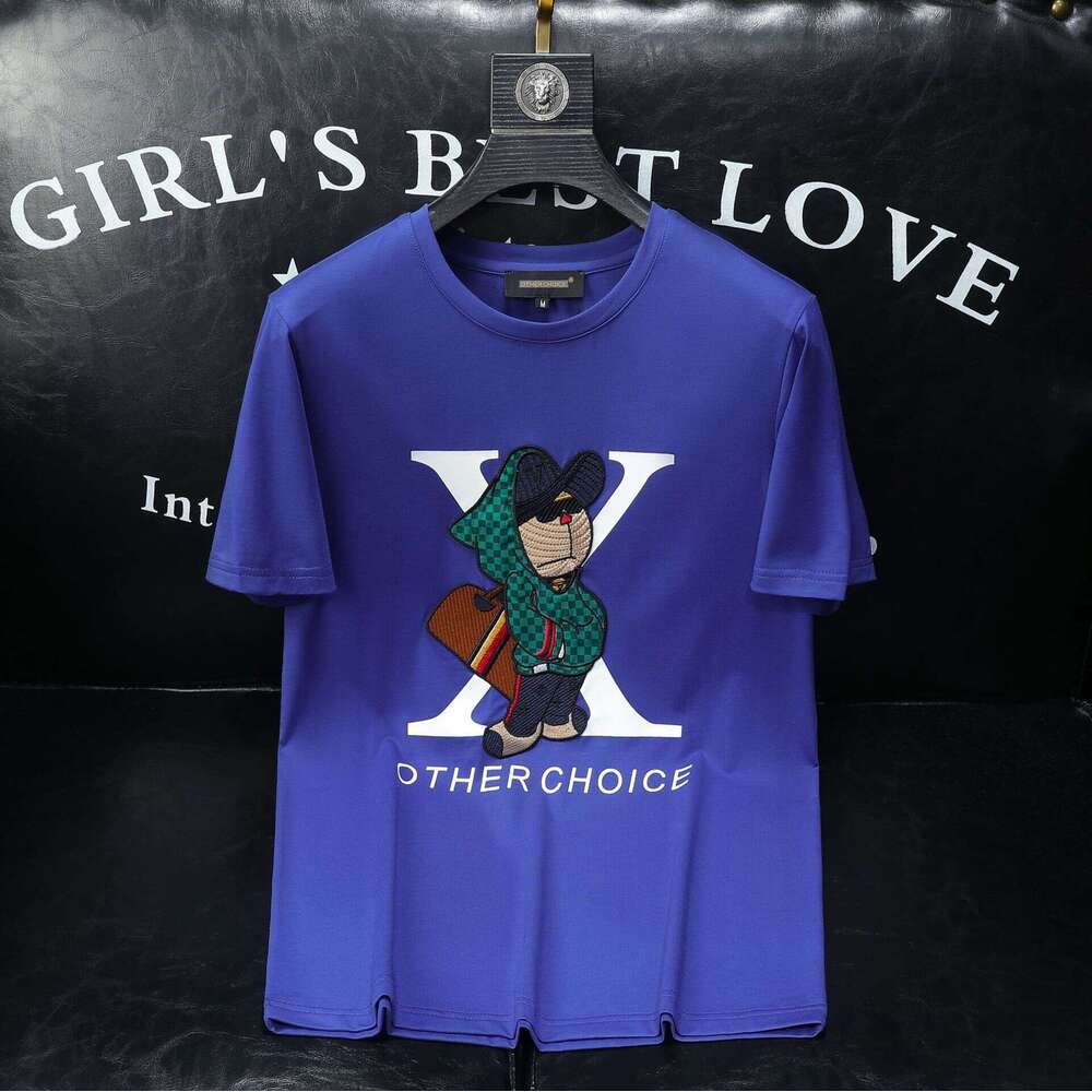 European Clothing Summer New Casual Trendy Brand Short-Sleeve T-Shirt Slim Fit Ice Silk Modal Men's