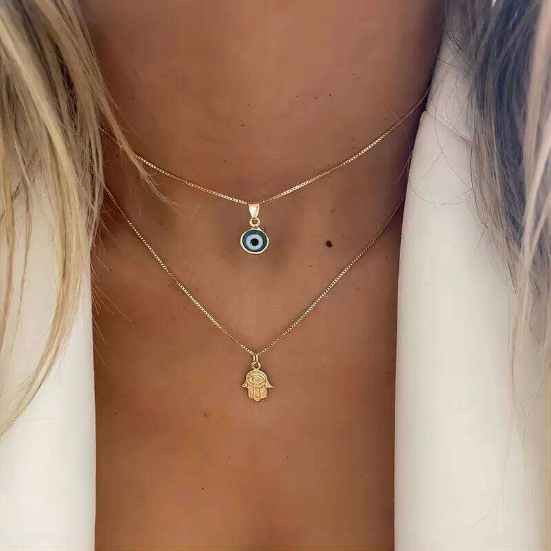 Zircon Evil Eye for Women Gold Color Choker Chain Turkish Blue Eyes Pendant Necklace Lucky Jewelry Gift collier femme H260312