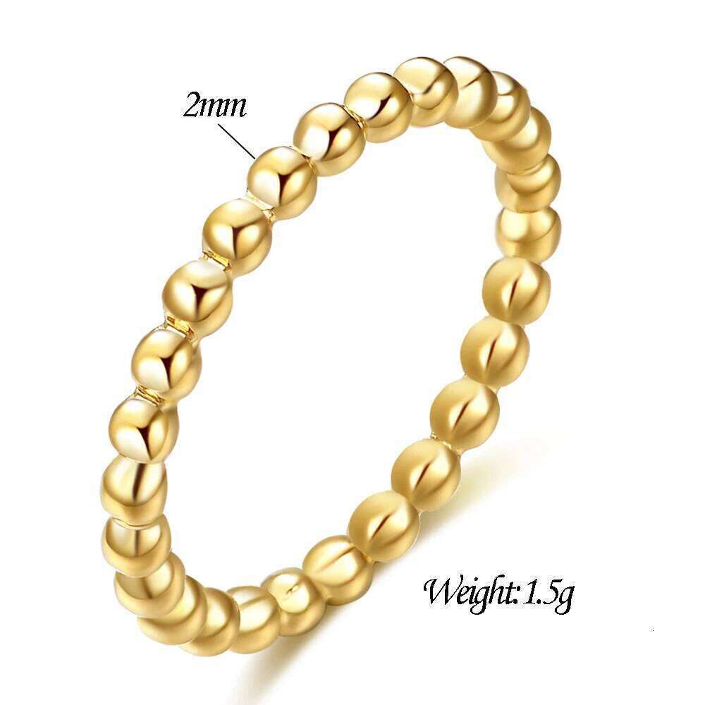Thin Beads Water Ripple Ring For Women Fashion Stainless Steel Minimalist Jewelry Simple Beaded Party Wedding Gifts Accessories H260312