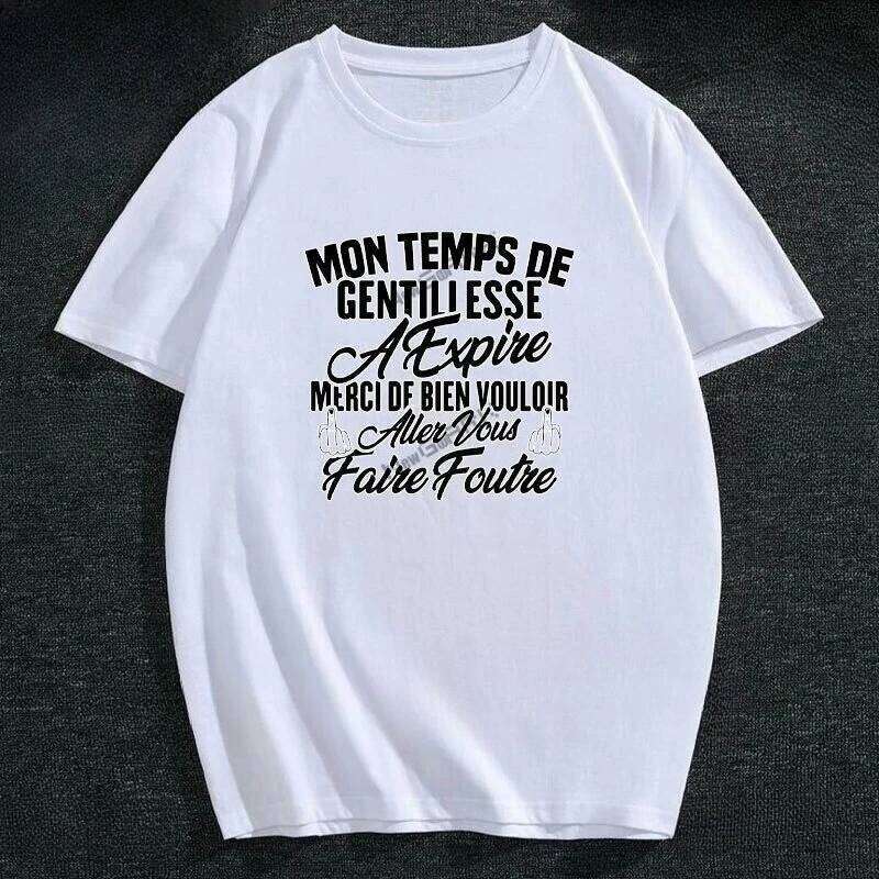 D Summer Black Humor Men T Shirt Mon Temps De Gentillesse A Expire Mode Connasse Active Women Printed T-shirt Z260314