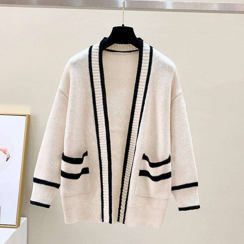 Varsity Cardigan Women Soft Knitted Open Front Sweater Jacket Cardi Collaege Student Girl Fall Winter Preppy Style Suter Ligero Z260313