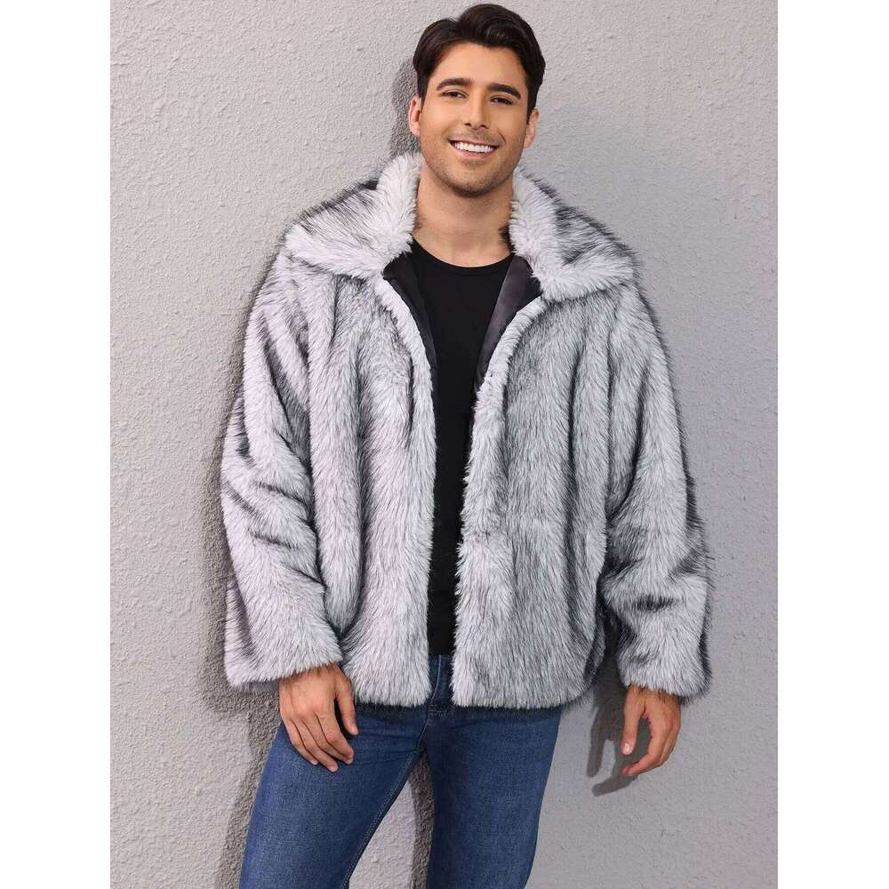 Men's Stylish Faux Jacket Winter Warm For Male Fashion Thick Thermal Fur Parkas Elegant Outerwear Coat Z260313