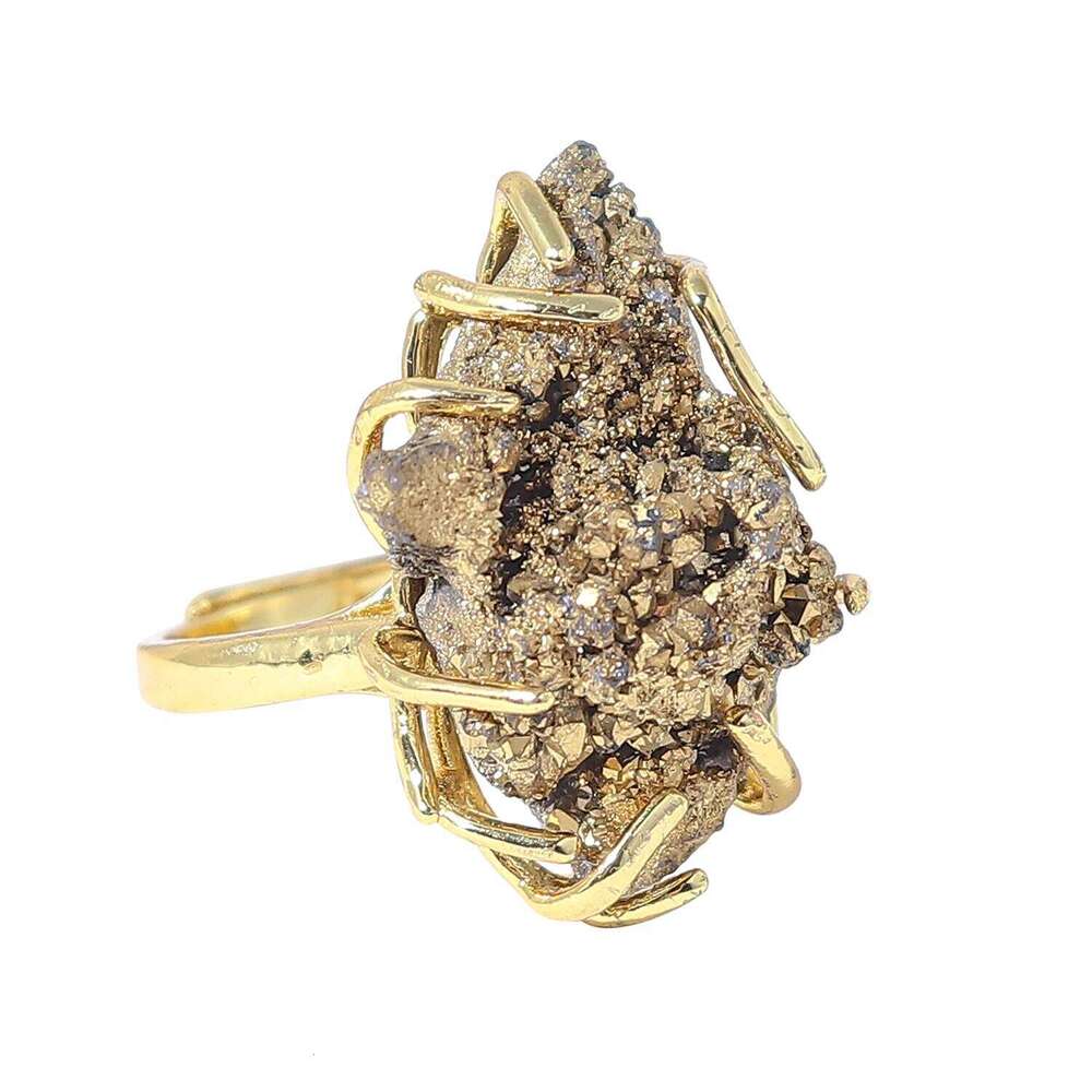 2025 Adjustable Natural Raw Cluster Ring Colorful Healing Jewelry Unisex Crystal Wristband Mindfulness Accessory H260312