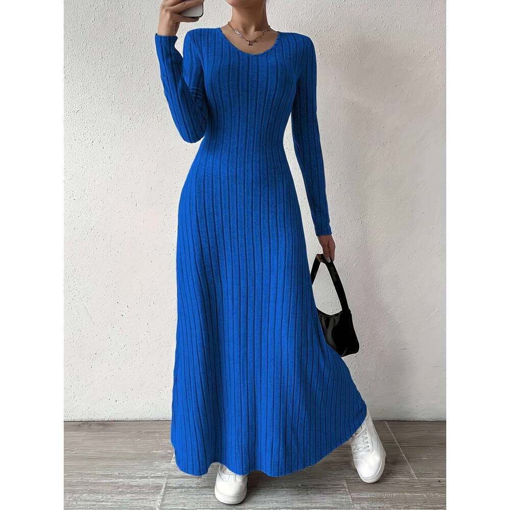 Knitted Maxi Women Elegant Party Autumn Winter O Neck Sleeves Sexy Slim Long Dresses Casual Holiday Street Dress Robe Z260313