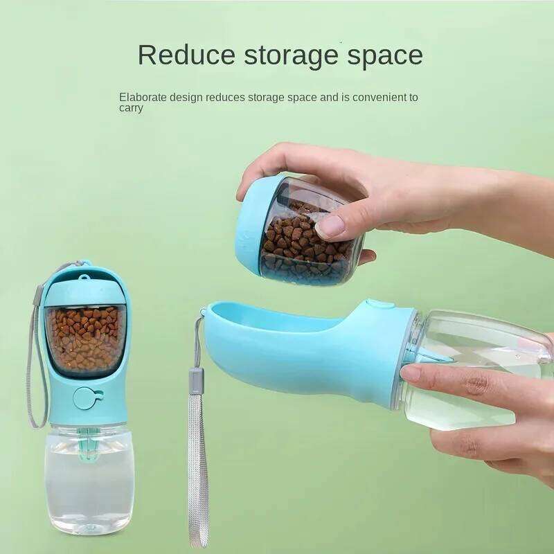 DJH Portable Dog Cat Bottle with Storage Food and Water Container for Puppy Pets dogs Feeder Bowl Outdoor Travel Pet supplies 26W0313