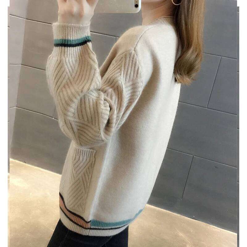 Fashion V Neck Loose Cardigan Sweater Women Casual Knitted Jackets 2025 Autumn Winter Pocket New Korean Version Buttons Clothing Z260313