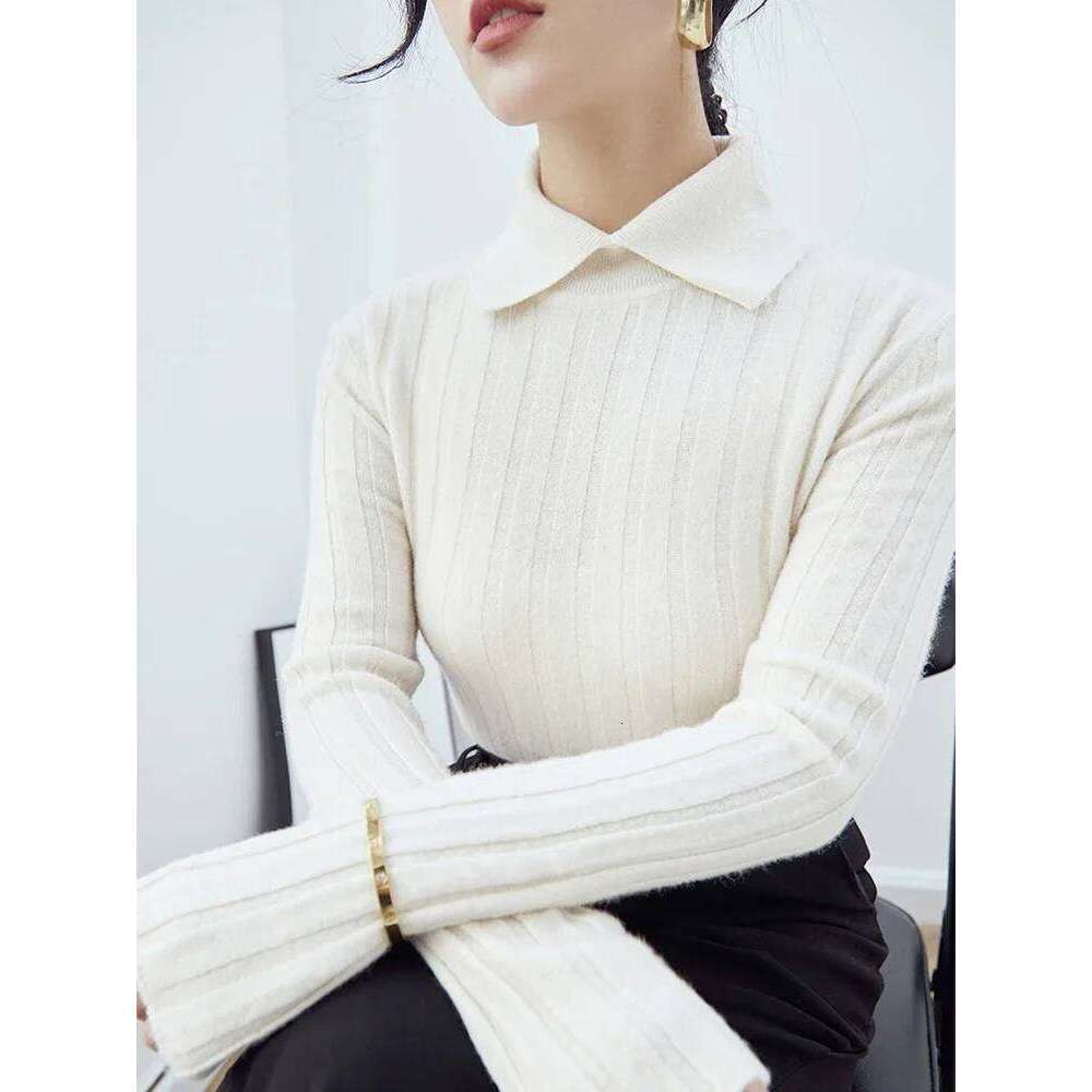 2025 Knitted Sweater New Polo Collar Long Sleeve Slim Fit Pullovers Women Autumn Winter Sweaters Soft Warm Bottoming Tops Z260314