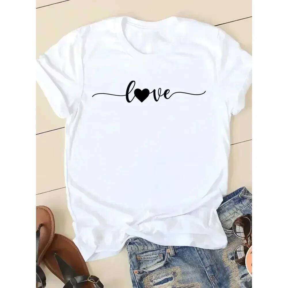 Short Sleeve T-shirtSummer Casual Women's Fashion Love Trend Women Pattern T-shirt Clothing Z260314