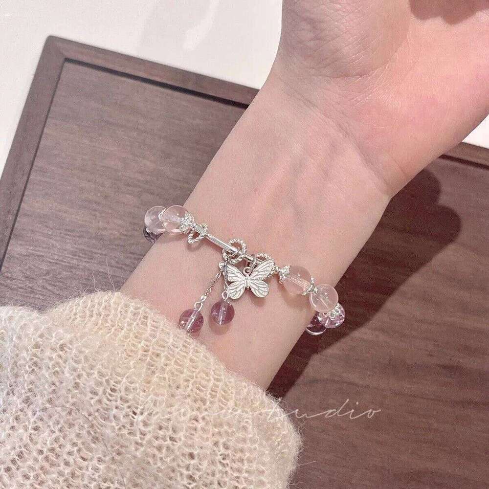 Niche Design Star Chain Tassel for Women Fantasy Butterfly Crystal Beads Elastic Rope Bracelet Best Friend Jewelry Gift Z260313