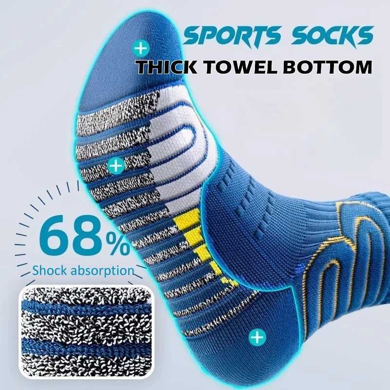 2 Pairs Professional Running Marathon Socks Men Large Size Basketball Badminton Tennis Socks Thickened Towel Bottom Sports Socks D260313