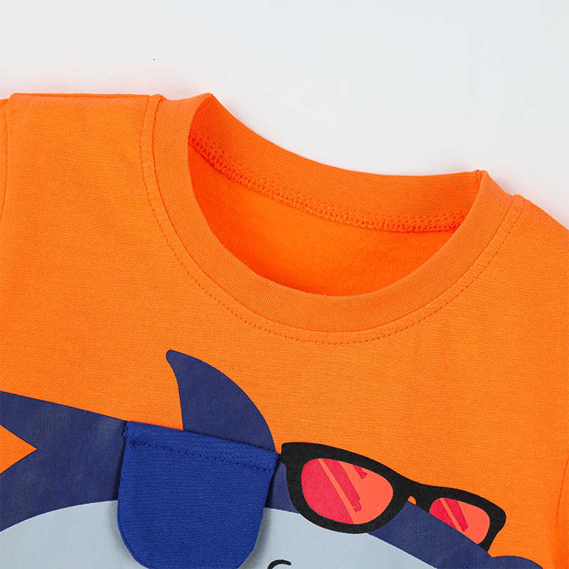 T-shirts Summer New Boys' Short-Sleeve T-Shirt Fashionable Shark Print Children's Round Neck T-Shirt Children's Clothing