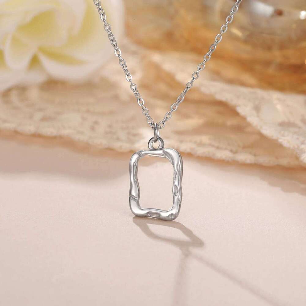 Skyrim Irregular Quadrilateral Pendant Necklace Women Girls Stainless Steel Neck Chain Minimalist Trendy Geometric Jewelry Gift H260312