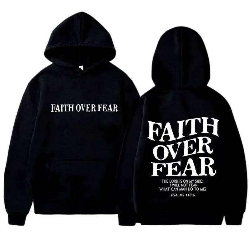 Men Women FAITH OVER FEAR Print Hoodies Casual Long Sleeve Sweatshirts Hip Hop Harajuku Y2k Style Unisex Hooded Top Z260314