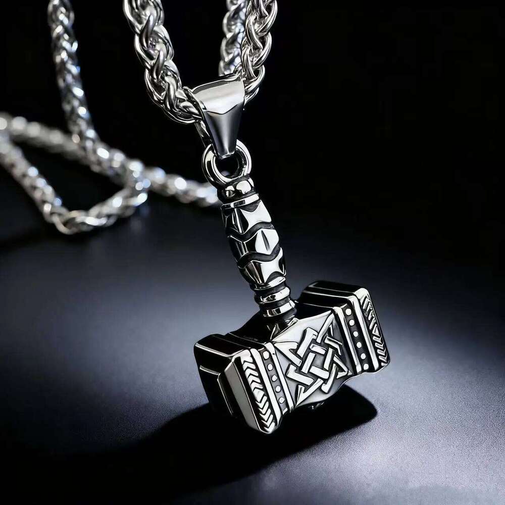 HNSP 316L Stainless Steel Norse Mythology Mjolnir Odin Rune Thor Hammer Pendant Necklace For Men Gift Viking Jewelry Accessories H260312
