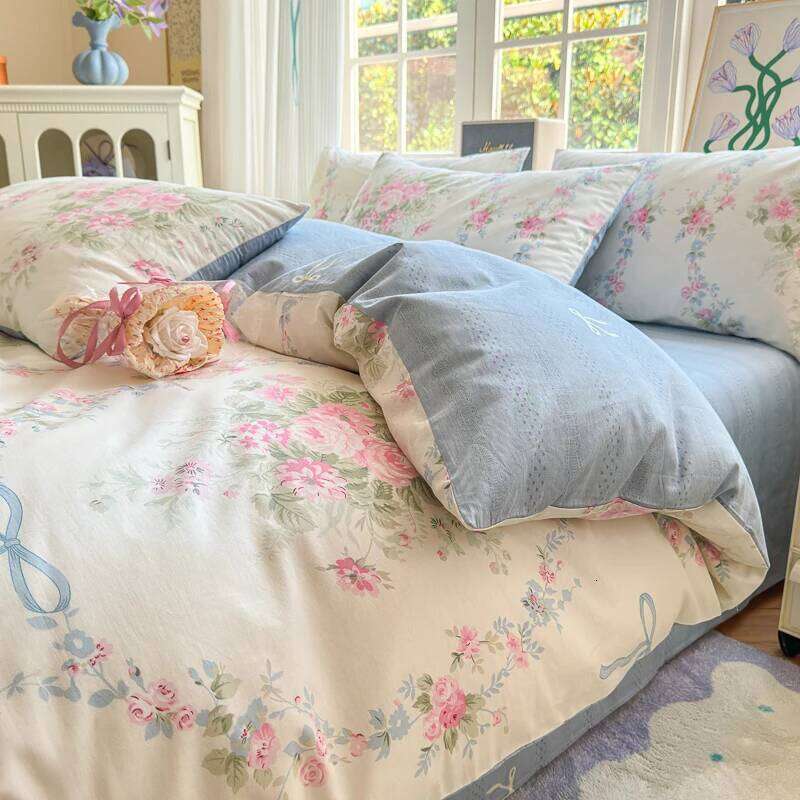 3pc 100% Cotton Duvet Cover Set,no fill,Elegant Floral Soft Breathable And Skin-friendly, Single Queen Size for Bedding Set H260312 - view 5