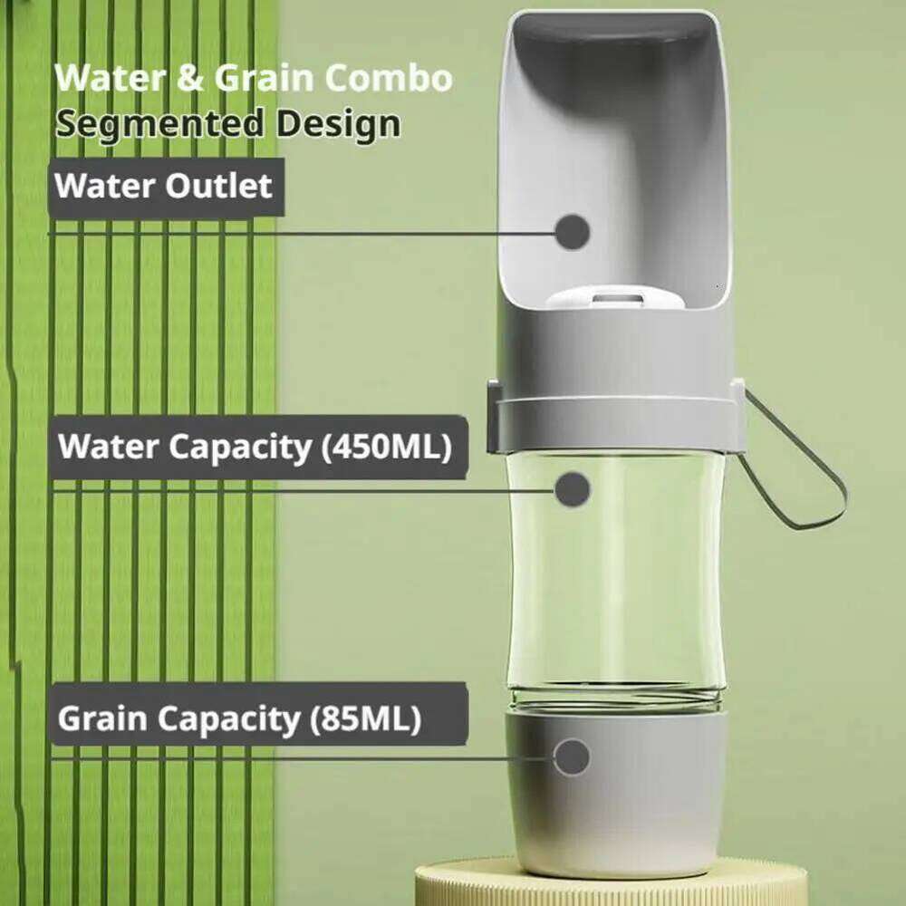 2-in-1 Pet Travel Bottle - Portable Dog Cup with Food Container, No Wet Mouth, Outdoor Water Dispenser for Pets 26W0313