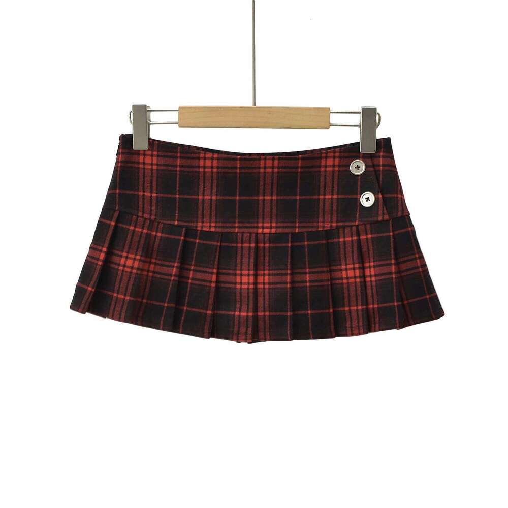 Summer Mini woman vintage korean fashion for women y2k pleated red plaid skirts preppy style Z260314