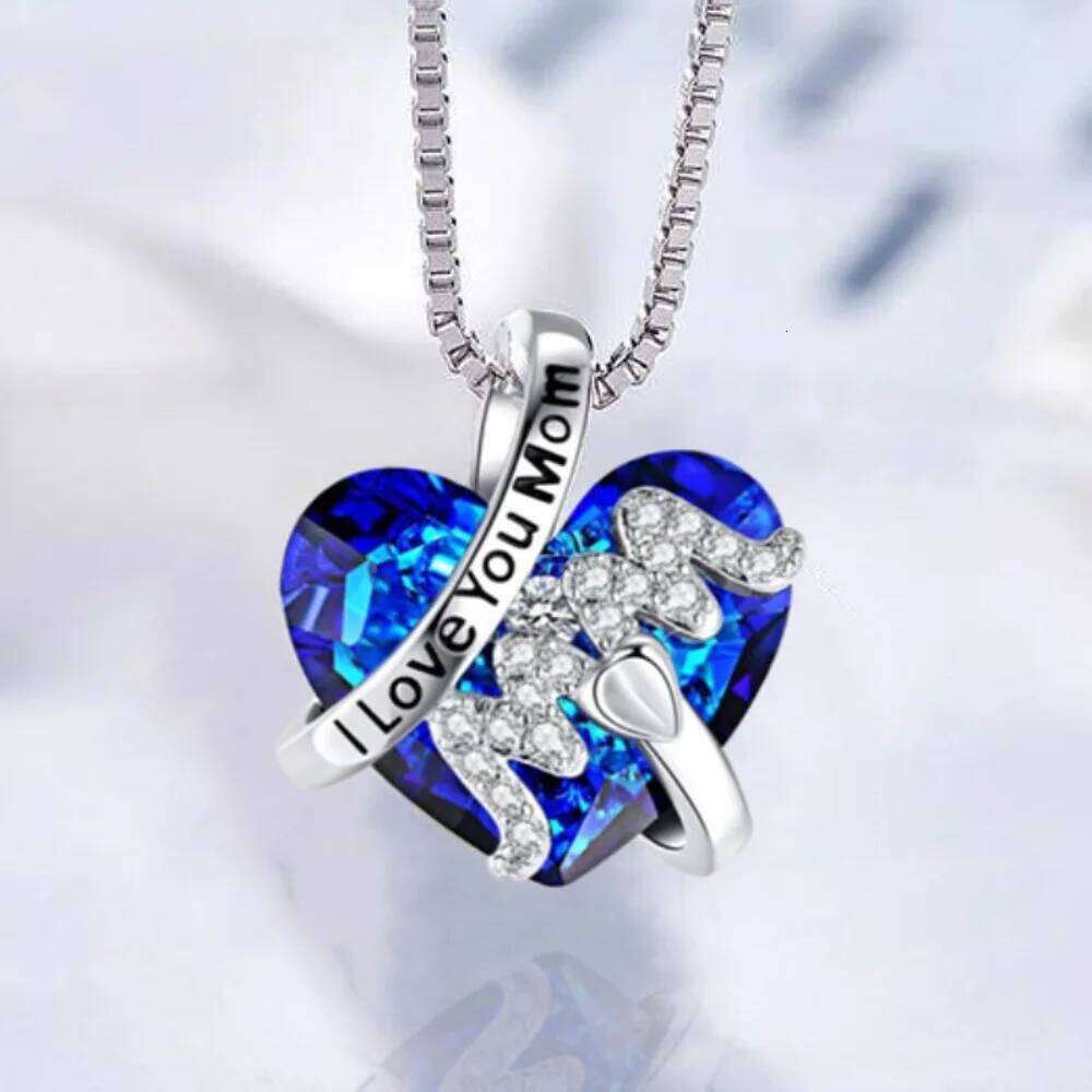 Mom Gift Jewelry Heart Red/Blue Pendant Fashion Mother's Day Necklace Women Mother H260312